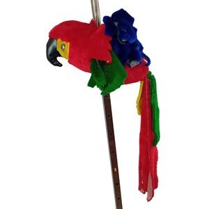 Vintage 90s Y2K Hanging Macaw Parrot Plushie Stuffed‎ Animal Tropical Room Decor
